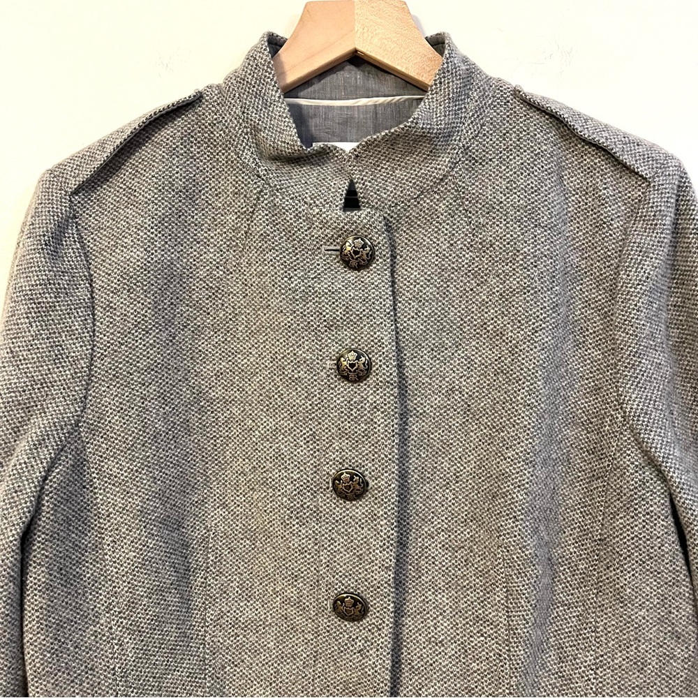 Banana Republic Women’s Wool Blend Blazer Size 14 Jacket Gray Military Style - Picture 2 of 9